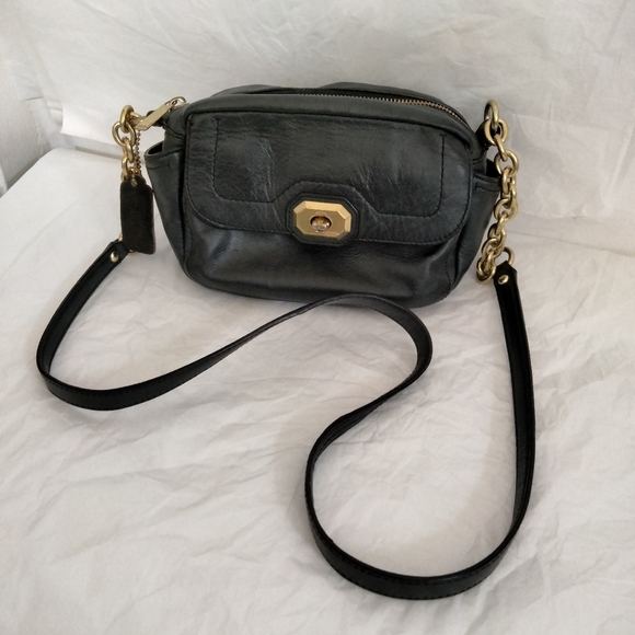 Coach Campbell Abby Turnlock Leather  Crossbody Bag Black - Picture 9 of 15
